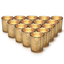 The perfect touch to add glow and elegance to your event and home décor Two Boxes That Contain 15 Gold Mercury Glass Votive Candle Holders The Granrosi Mercury Votive Candle Holders Gold Mercury Votive Glass Votive Candle Holders