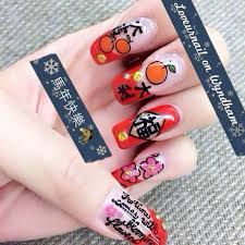 Chinese New Year Seni Kuku Desain Kuku Kuku
