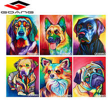Kleuren Dog Pop Art Cross Paintings Easy Canvas Art