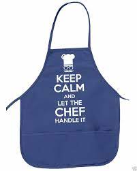 Keep Calm Let The Chef Handle It Funny Aprons W Pockets Blue Apron Wht Text Funny Aprons Cooking Apron Apron
