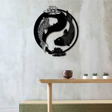 Metal Wall Art Ying Yang Koi Interior Decoration Home Decor Wall Hanging Home Decoration Wall Metal Wall Art Fish Wall Decor Hanging Wall Art