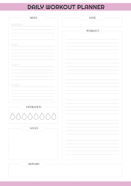 Daily Workout Planner Free Printable Pdf The Planner Will