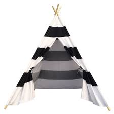 Black And White Striped Teepee Black And White Stripes Kids Play Tent Made Of 100 Cotton Canvas And Clean Wooden Poles It Can Easily Fit Teepee Tent For Sale Kids Play Teepee Teepee Tent