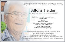Traueranzeigen von Alfons Heider