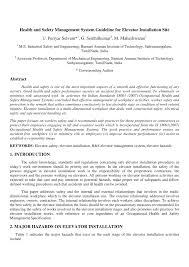 Pdf Health And Safety Management System Guideline For Elevator Installation Site