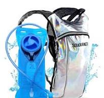 Amazon.com: Sojourner Rave - Mochila de hidratación (2 bolsillos  holográfica plateada) paquete con purpurina gruesa cosmética y paquete de  festival de ...