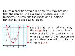 The value of the function at a maximum point is called the maximum value of the function and the value of the function at a minimum point is called the minimum value of the function. Objectives Identify Quadratic Functions And Determine Whether They Have A Minimum Or Maximum Graph A Quadratic Function And Give Its Domain And Range Ppt Video Online Download