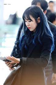 Pin By Hope Noppel On Just For Korean Black Hair Korean Kpop Hair Color Blue Black Hair
