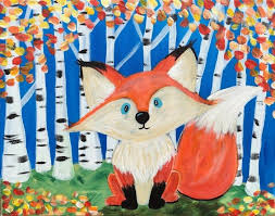 Birch Trees In Fall Paintings How To Paint A Fox And Birch Trees Fall Canvas Fall Canvas Painting Easy Canvas Painting