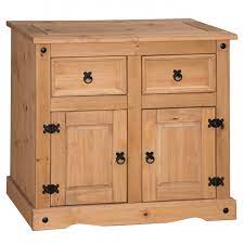This sideboard features 4 drawers, a small cupboard, rustic blank handles, hinges and studs. Corona 2 Door 2 Drawer Small Sideboard