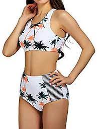 Women S High Waisted Swimsuit Tank Padding Bikini Set Two Piece Bathing Suits White S At Amazon Women Cute Bathing Suits Swimsuits Womens High Waisted Swimsuit