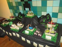 Birthday Ideas For 8 Year Old Boy Minecraft Food Buffet For 8 Year Old Birthday Party Minecraft Party Minecraft Birthday Birthday Parties