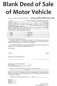 blank deed of sale of motor vehicle template doc word sample contracts