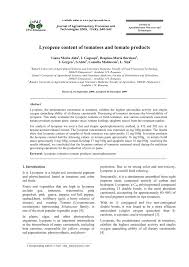 Pdf Lycopene Content Of Tomatoes And Tomato Products