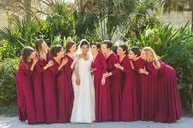 A Candlelit Red Gold Jacksonville Wedding Every Last Detail Long Sleeve Bridesmaid Dress Burgundy Bridesmaid Dresses Bridesmaid Dresses