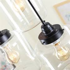 Large Glass Pendant Light Hand Blown Clear Glass 3 Light Ceiling Light