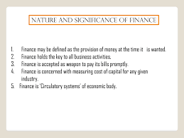 Nature And Significant Business Finance Finance Study Notes