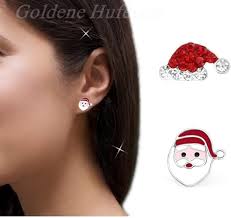 Juego de 2 pares de pendientes de Papá Noel, plata 925, Vidrio Esmalte  Cristal, Crystal : Amazon.es: Moda
