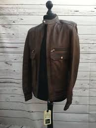 Details About Sir Raymond Tailor Mens Brown Leather Bomber Biker Jacket Size M S19630507