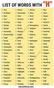 Words That Start With H List Of 100 Words Starting With H In English Esl Forums Words 100 Words Learn English