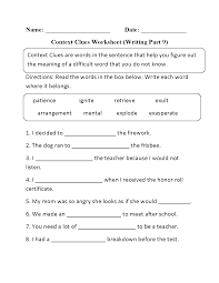 Context Clues Worksheet Writing Part 9 Intermediate Context Clues Worksheets Context Clues Multiple Meaning Words Worksheet