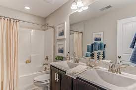 Agreeable gray in the bathroom. New Home Bathrooms Photos Caviness Cates Communities