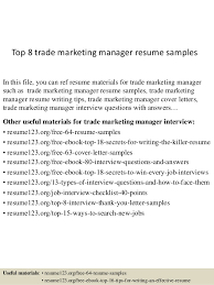 trade marketing manager resume samples