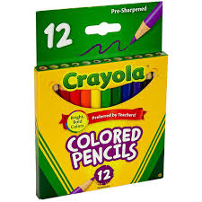 Crayola coloured pencils pack of 12. Crayola 684112 12 Assorted Short Barrel 3 3mm Colored Pencils