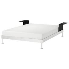 Delaktig Bed Frame Headboard 2 Side Tables Aluminum Black Queen Lit Ikea Cadre De Lit Et Table De Chevet