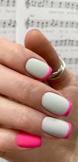 Maybe you would like to learn more about one of these? 25 Cute Coloured French Tip Nail Ideas Hot Pink French Tip On Grey Nails