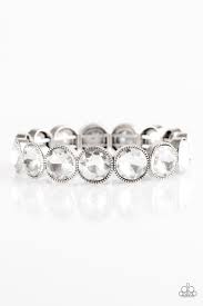 Black And White Acrylic Bracelet Paparazzi Number One Knockout White Bracelet Stock Photo White Bracelets Silver Bracelets Rhinestone Bracelet