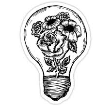 Aesthetic Single Aesthetic Printable Black And White Stickers Flower Lightbulb Sticker By Meagan Hein In 2020 Tumblr Stickers White Stickers Black Stickers
