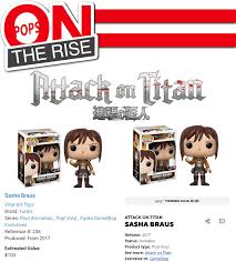 Maybe you would like to learn more about one of these? Serlent Pops On Twitter Popsontherise Attack On Titan Sasha Braus Gamestop Current Value 100 Released Year 2017 With Attack On Titan Being Currently On All Aot Pops Are On Fire Sasha