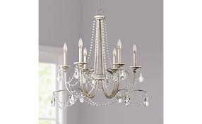 Strand Silver Leaf Chandelier 28 Wide Beaded Crystal Candle 6 Light Fixture For Dining Room House Foyer Kitchen Island Entryway Bedroom Living Room Regency Hill Amazon Com