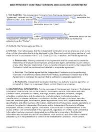 Free Independent Contractor Non Disclosure Agreement Nda Template Pdf Word