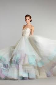 18 Colorful Wedding Dresses For The Non Traditional Bride Rainbow Wedding Dress Lazaro Bridal Gown Colored Wedding Dresses