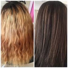 The salon offers various services such as, custom colors, haircuts, styling. Color Correction Blotchy Mess To Dimensional Chocolate Color Modern Salon