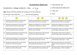 They match 6 variables with their quantities, they identify speed vs. Differentiated Worksheet On Calculating Acceleration Velocity And Time Teaching Resources
