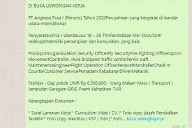 Groznyy avia (zg) gulf air (gf) gx airlines (gx) hageland (h6) hahn air (hr) hainan airlines (hu) halcyonair (7z) hawaiian airlines (ha) hebei airlines (ns) hebridean air services (hbr). Informasi Lowongan Kerja Angkasa Pura November 2020 Hoaks Antara News Kalimantan Barat