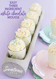 Essen food eggless desserts dessert recipes easy baking desserts homemade recipes cookie recipes just desserts. This Easy Three Ingredient White Chocolate Mousse Makes The Perfect Simple Dessert Egg Free A Mousse Recipes Easy White Chocolate Mousse Recipe Mousse Recipes