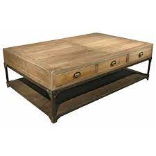 Round industrial reclaimed wood pub table / 42 bar height. Luca Industrial Loft Reclaimed Wood Rustic Iron 3 Drawer Rectangular Coffee Table 51 W 60 W Kathy Kuo Home