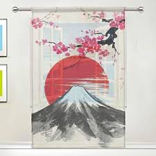 Alge Rideau Transparent Pour Fenetre Motif Fleurs De Sakura Japonais Decoration De Cuisine Salon Chambre A Coucher Porte De Fenetre Rideau Transparent Rideaux
