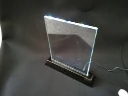 Photo Crystal Glass Panels With Rectangular Groove Wooden Led Light Base 3d Photo Crystals Glass Panels Led Lights