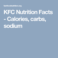 Kfc Nutrition Facts Calories Carbs Sodium Fast Food
