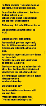 Ein Mann Und Eine Frau Gehen Campen Bauen Ihr Zelt Auf Lustige Bilder Spruche Witze Echt Lustig In 2020 Witzige Spruche Witze Lustig Lebensweisheiten Lustig