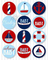 Blue And Red Nautical Baby Shower Printable Party Circles From Love The Day 14 00 Via E Preppy Nautical Baby Shower Nautical Baby Shower Sailor Baby Showers