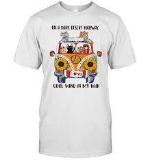 I heard the mission bell and i was thinking to myself, 'this could be heaven or this could be hell' Girl And Friends Cats Hippie On A Dark Desert Highway Cool Wind In My Hair T Shirt T Shirt Classic