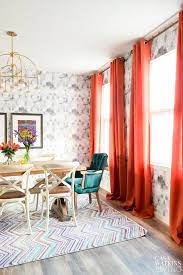With soft pink + gold rooms & moodier, darker, dreamier colors, too… get interior design Modern Boho Glam Dining Room Casa Watkins Living