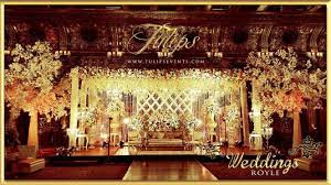 Royal Gold Pakistani Wedding Stage Decoration And Arrangements By Pakistani Wedding Decor Wedding Stage Wedding Backdrop Decorations