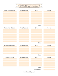 printable wedding budget